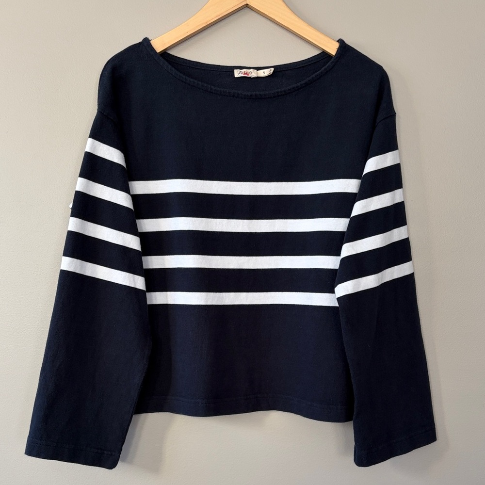 Faherty Sport Jersey Long Sleeve Striped Tee Cape‎ May Stripe Navy White Small